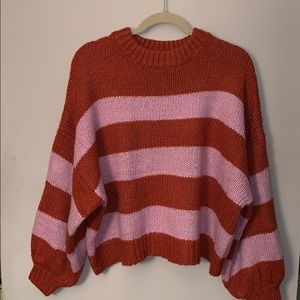 Rust and Pink Stripe Sweater